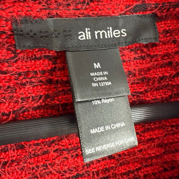 Ali Miles Medium Red Fuzzy Wearable Art to Wear Blouse Shirt Top Christmas Artsy - Picture 2 of 7